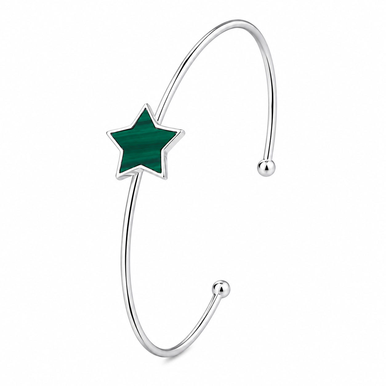 Schiava in argento rodiata. Centrale stella malachite - aMarty