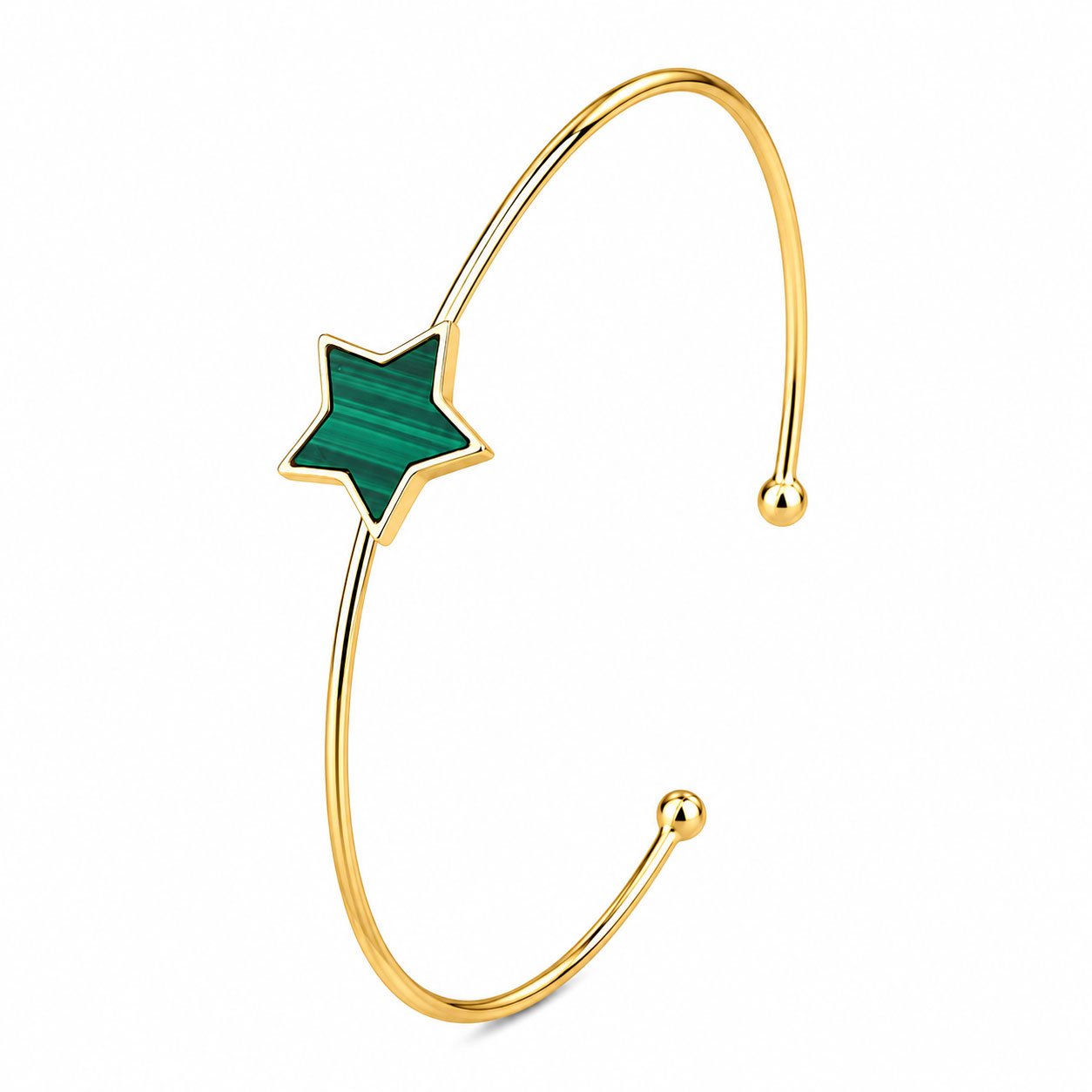Schiava in argento placcata oro. Centrale stella malachite - aMarty