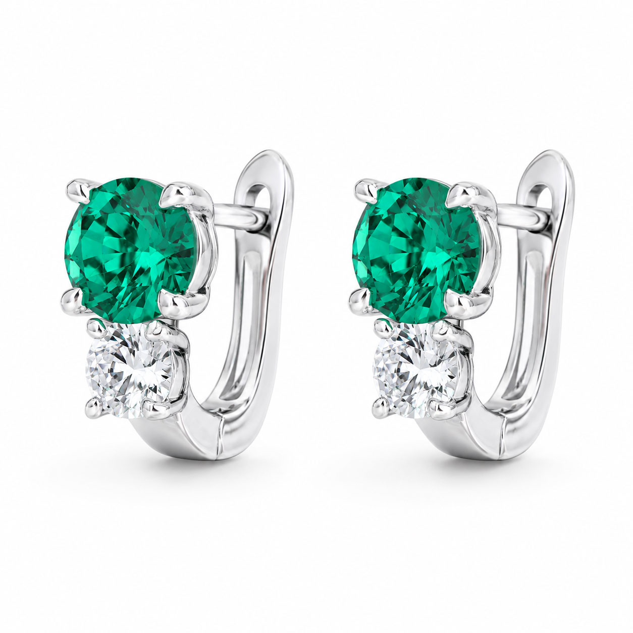 Orecchino trilogy emerald in argento rodiato - aMarty