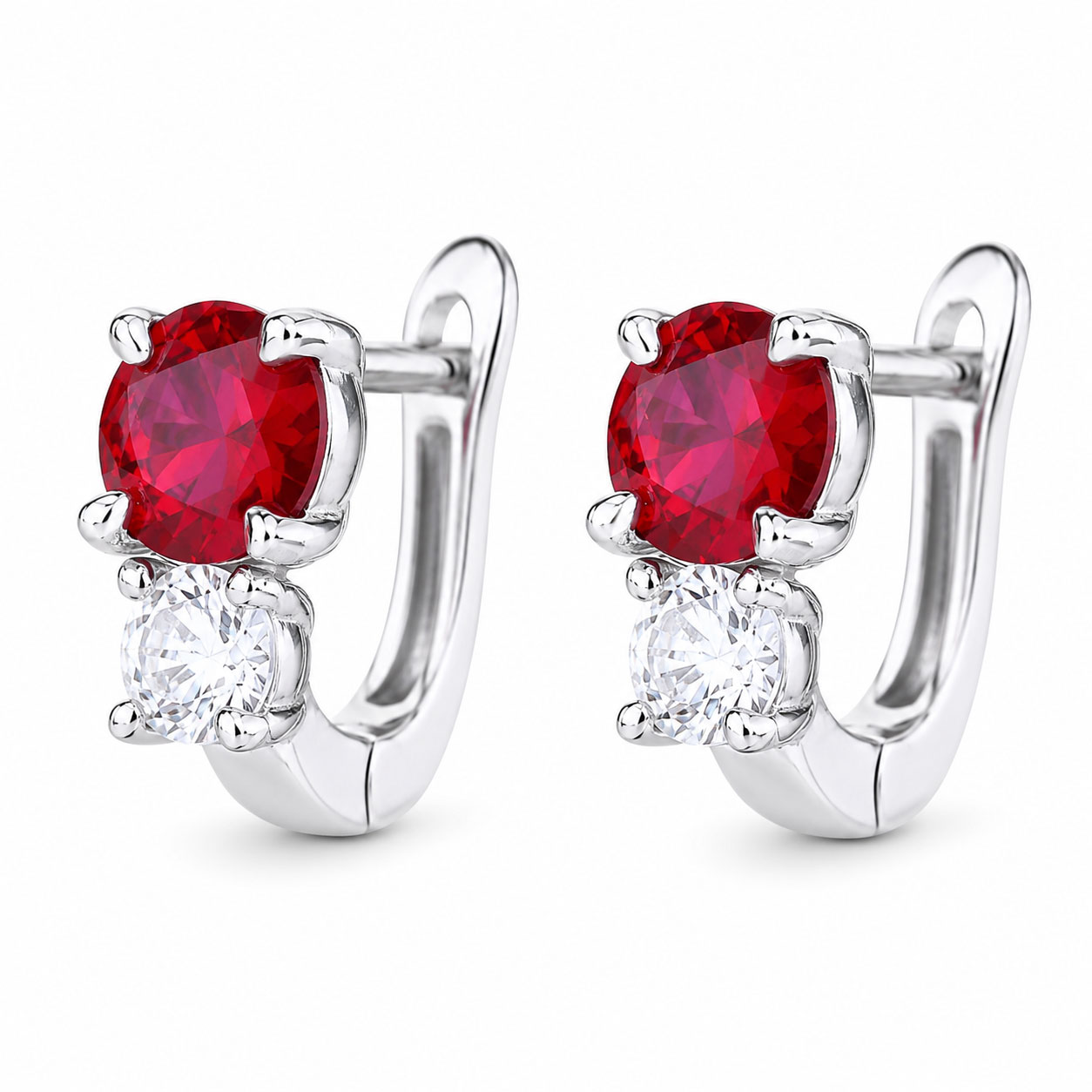 Orecchino trilogy ruby #8 in argento rodiato - aMarty
