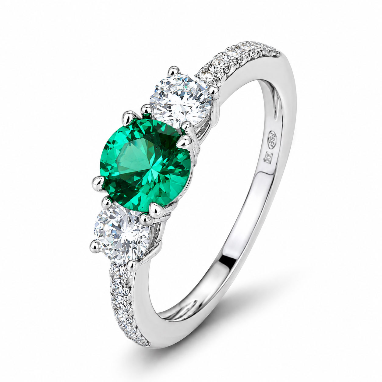 Anello trilogy emerald in argento rodiato - aMarty