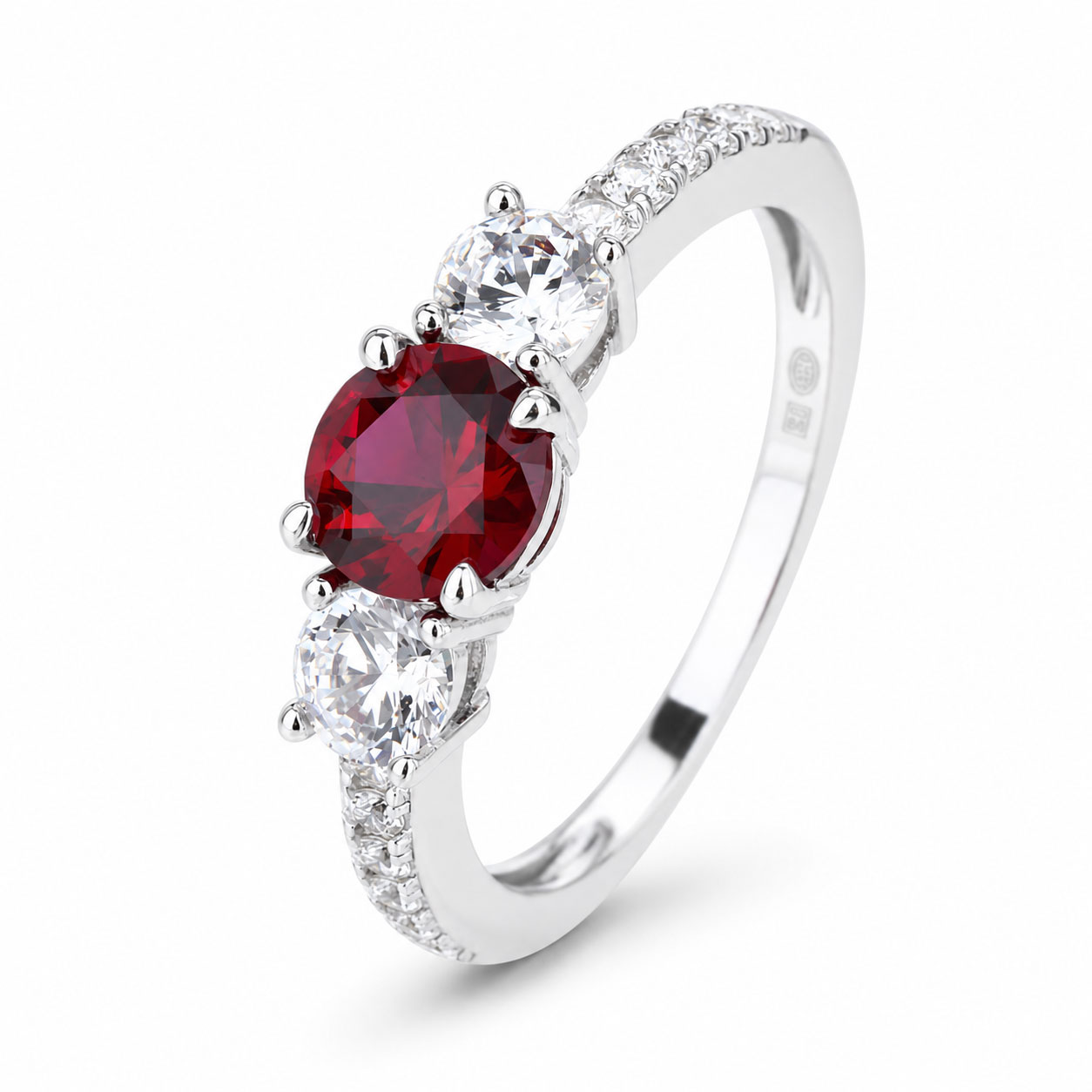 Anello trilogy ruby # 8 in argento rodiato -aMarty