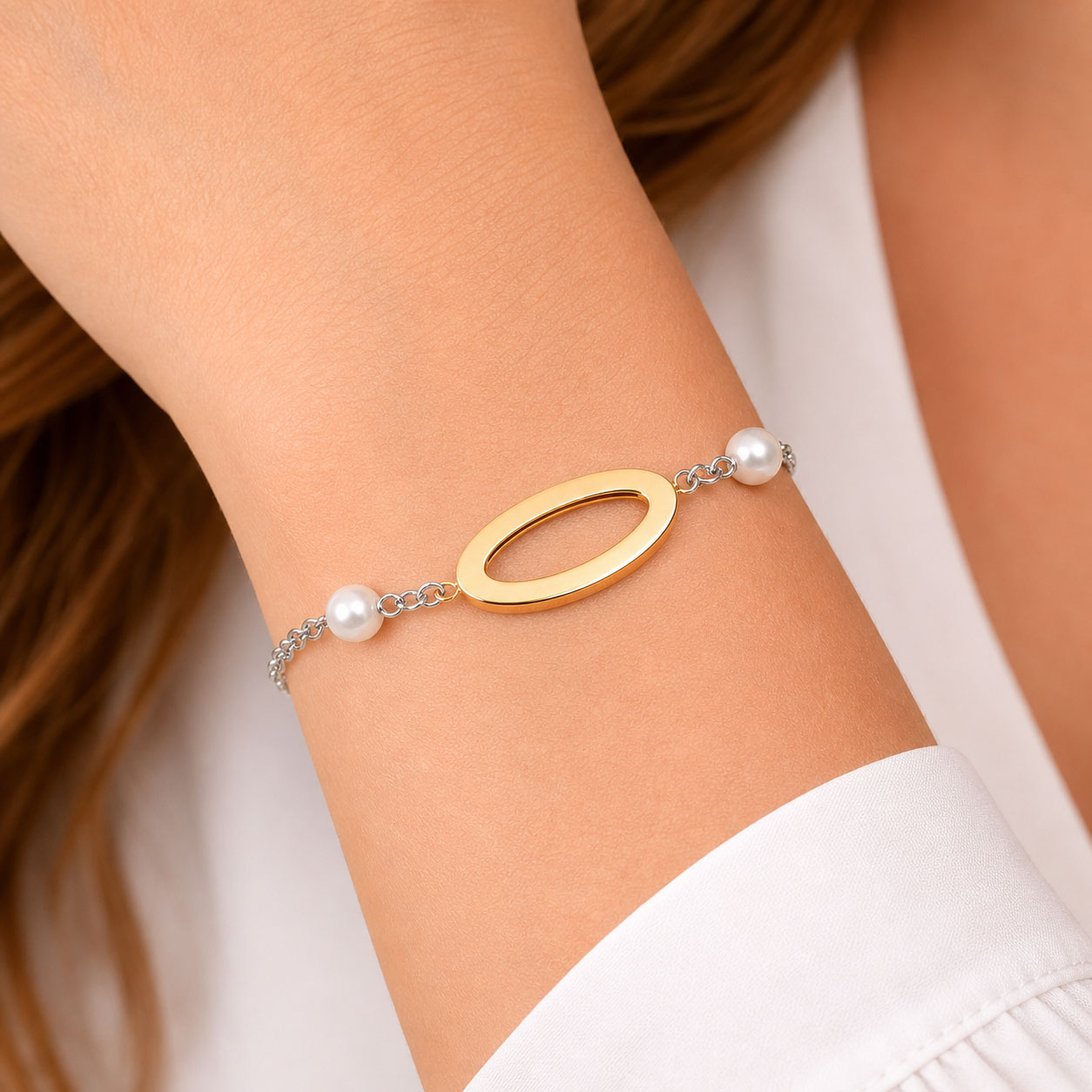Bracciale Catena Perle e Cerchio - Apple & Cherry